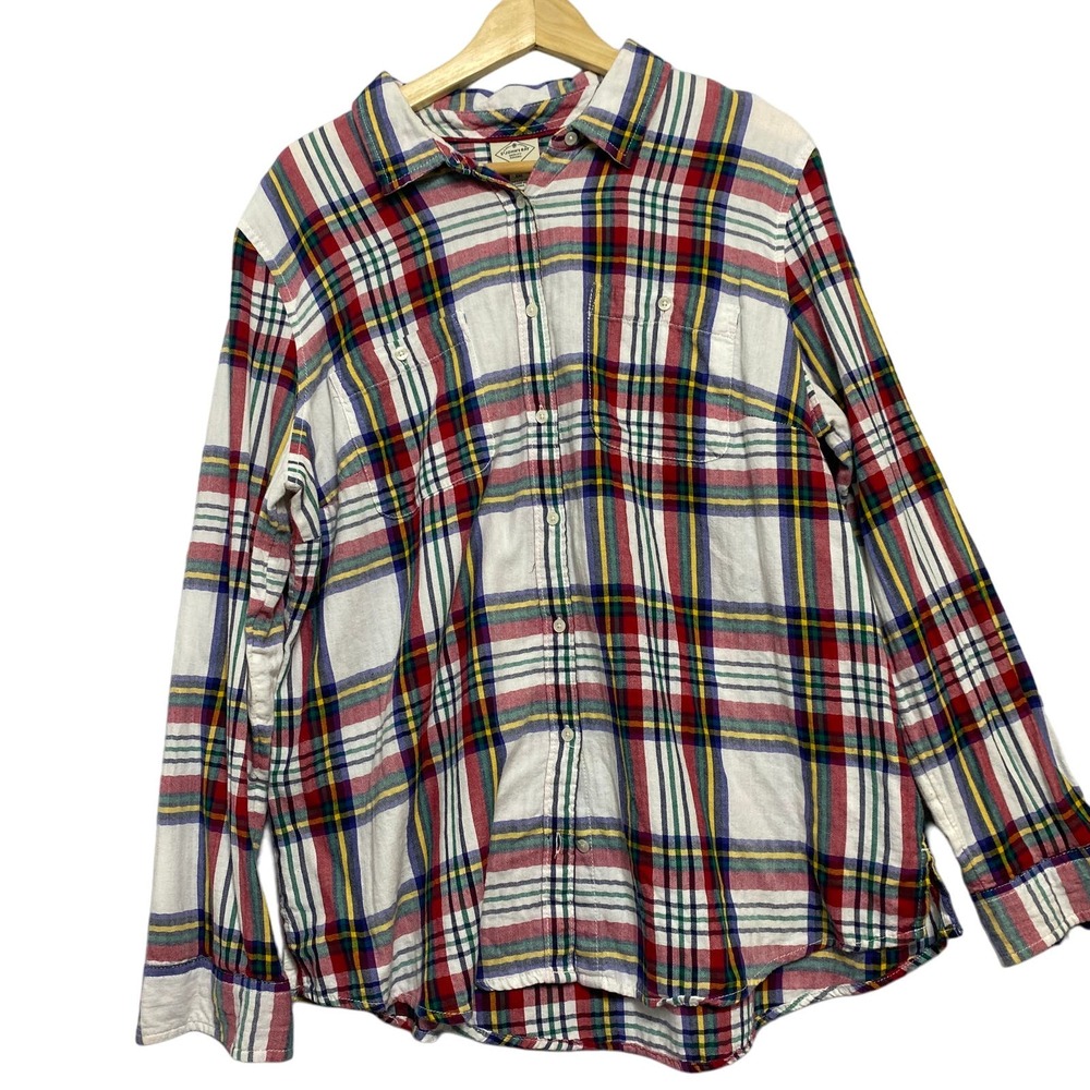 ST JOHN'S BAY WOMENS PLAID‎ TOP xxl
